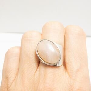 Jay King DTR Rose Quartz Ring 925 Sterling Silver Oval Cabochon Size 6